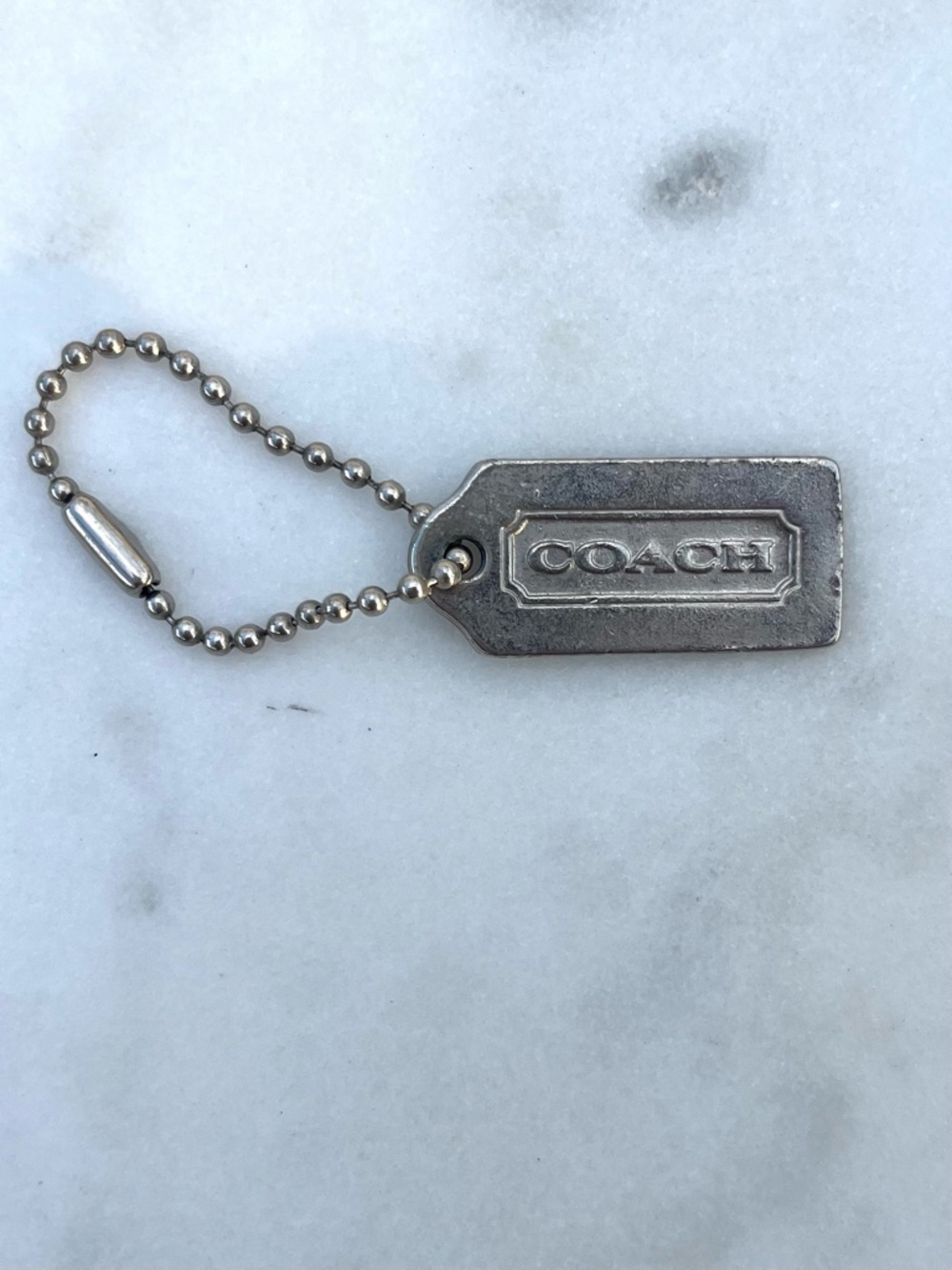 COACH Vintage Metal Hang Tag, Silver Mini